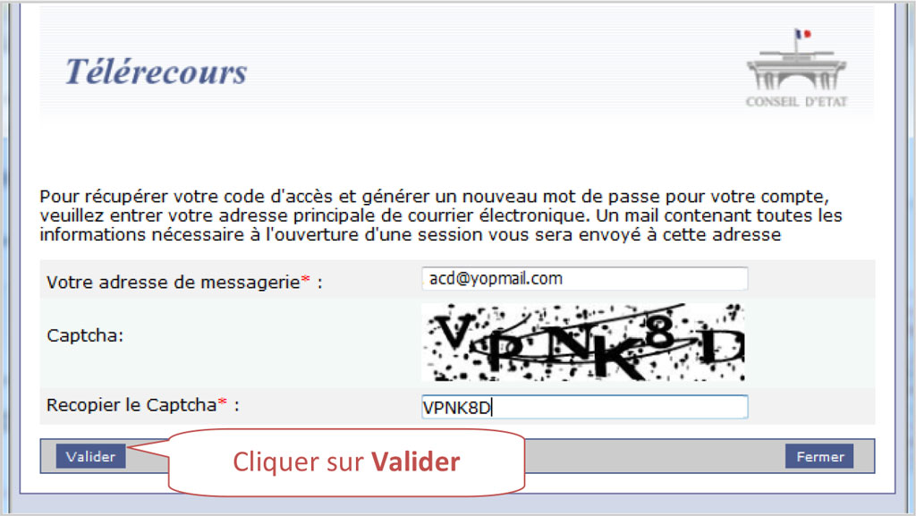 Cliquer sur Valider