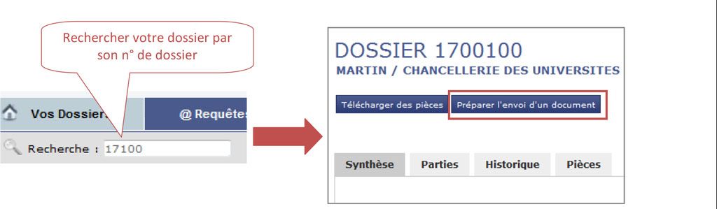 Rechercher votre dossier par son n° de dossier