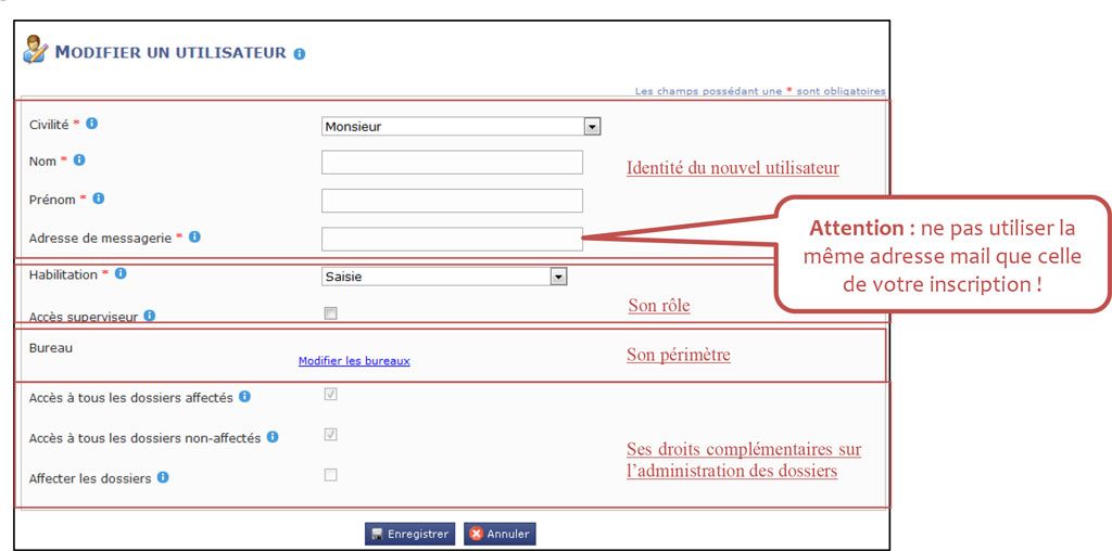 Attention : ne pas utiliser la même adresse mail que celle de votre inscription !