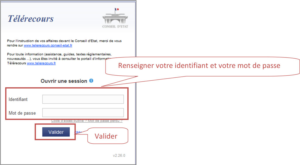 Renseigner votre identifiant et votre mot de passe