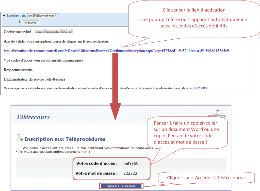 Écran d'activation du mot de passe