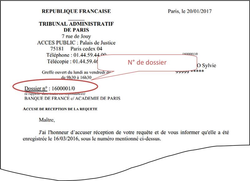 N° de dossier